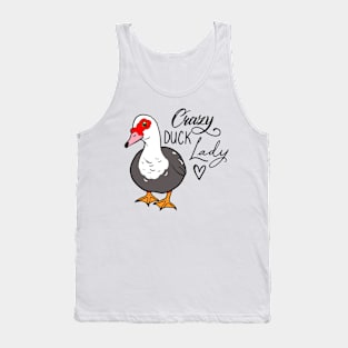 Crazy duck lady female Muscovy grey Tank Top